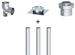 Komin koncentryczny ϕ 60/100, 3 rury