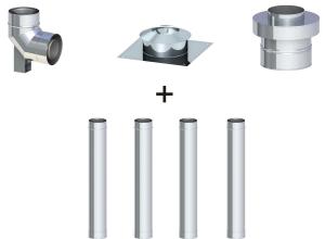 Komin koncentryczny ϕ 60/100, 4 rury