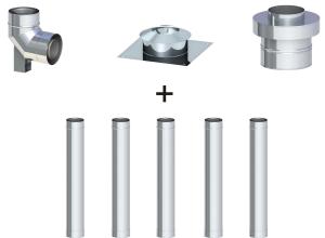 Komin koncentryczny ϕ 60/100, 5 rur