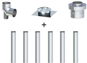 Komin koncentryczny ϕ 60/100, 6 rur