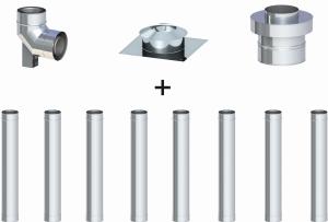 Komin koncentryczny ϕ 60/100, 8 rur
