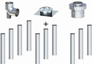 Komin koncentryczny ϕ 60/100, 10 rur