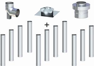 Komin koncentryczny ϕ 60/100, 11 rur
