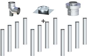 Komin koncentryczny ϕ 60/100, 12 rur