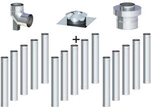 Komin koncentryczny ϕ 60/100, 15 rur